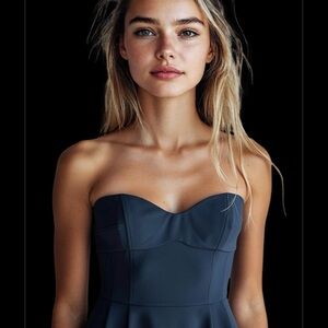 Diane Von Furstenberg Women Black Strapless Mini Dress Sleeveless Zip Size 12